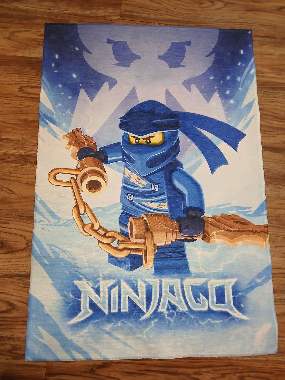 LEGO Ninjago Blue Ninja Printed Throw/Rug 2ff Wide 3ft Length
